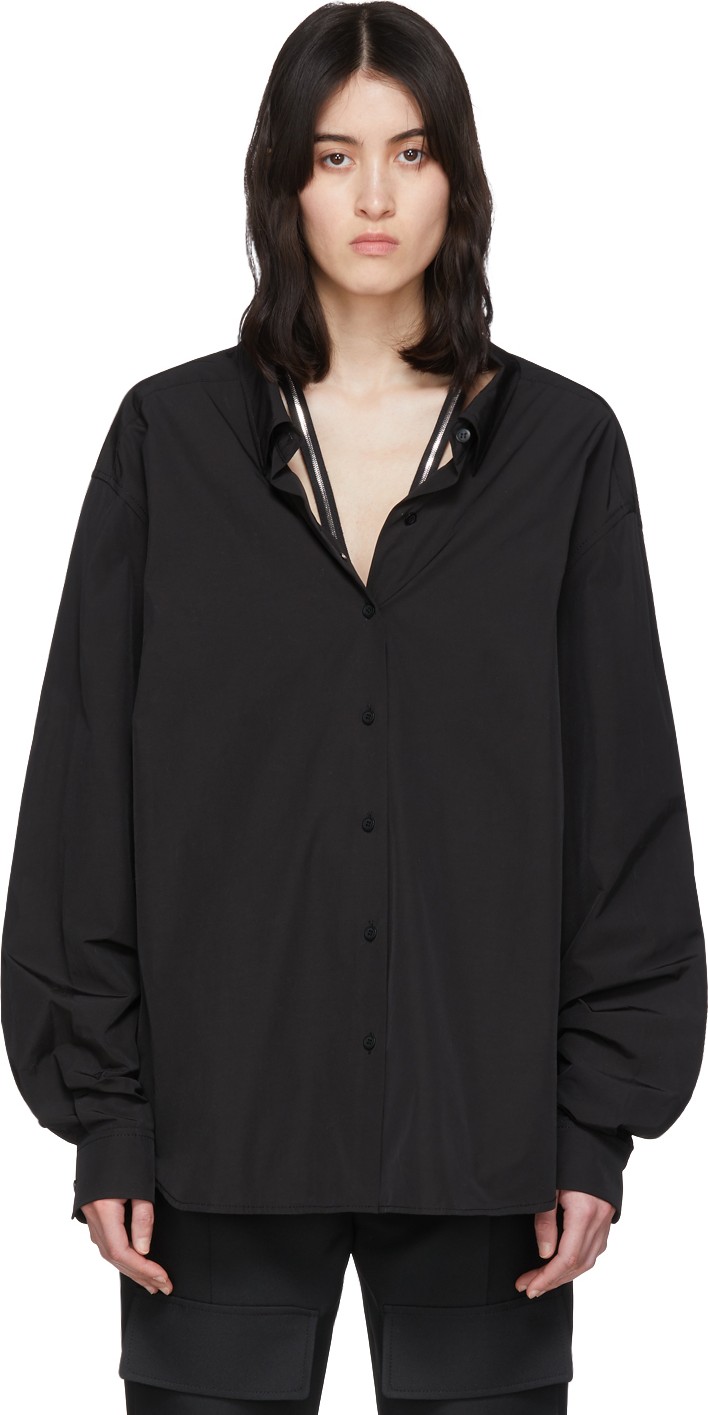 We11done Black Zip Detail Long Sleeve Shirt