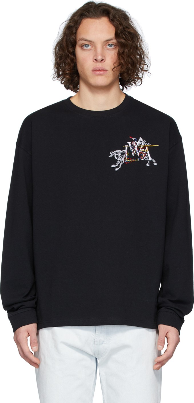 J.W.Anderson Black Camelot Embroidery Long Sleeve T-Shirt