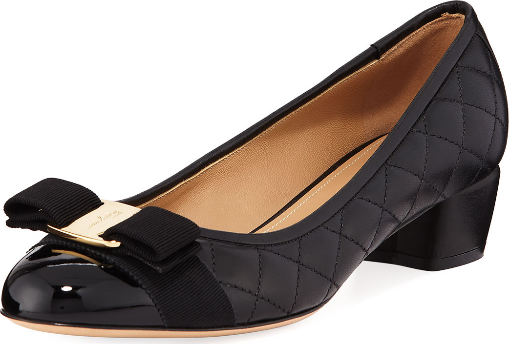 Salvatore Ferragamo VaraQ Quilted Bow Ballet Pumps