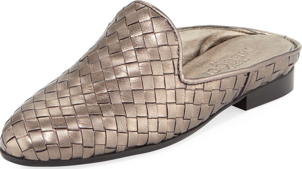 Sesto Meucci Nixie Woven Calf Slide Mule, Pewter