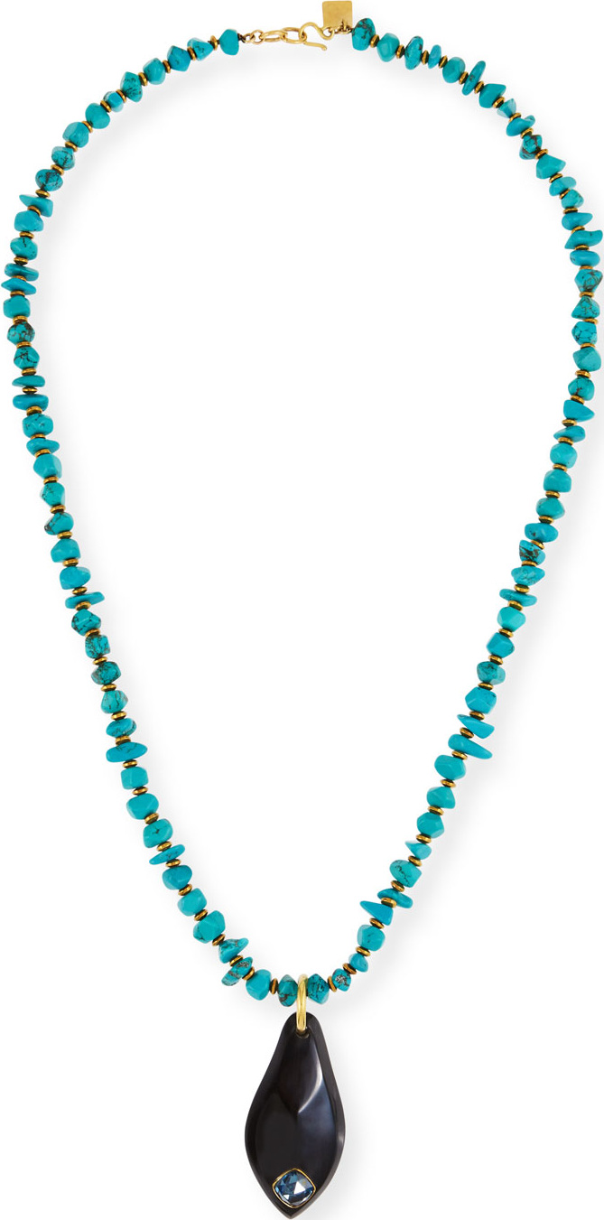 Ashley Pittman Rough-Cut Turquoise Pendant Necklace