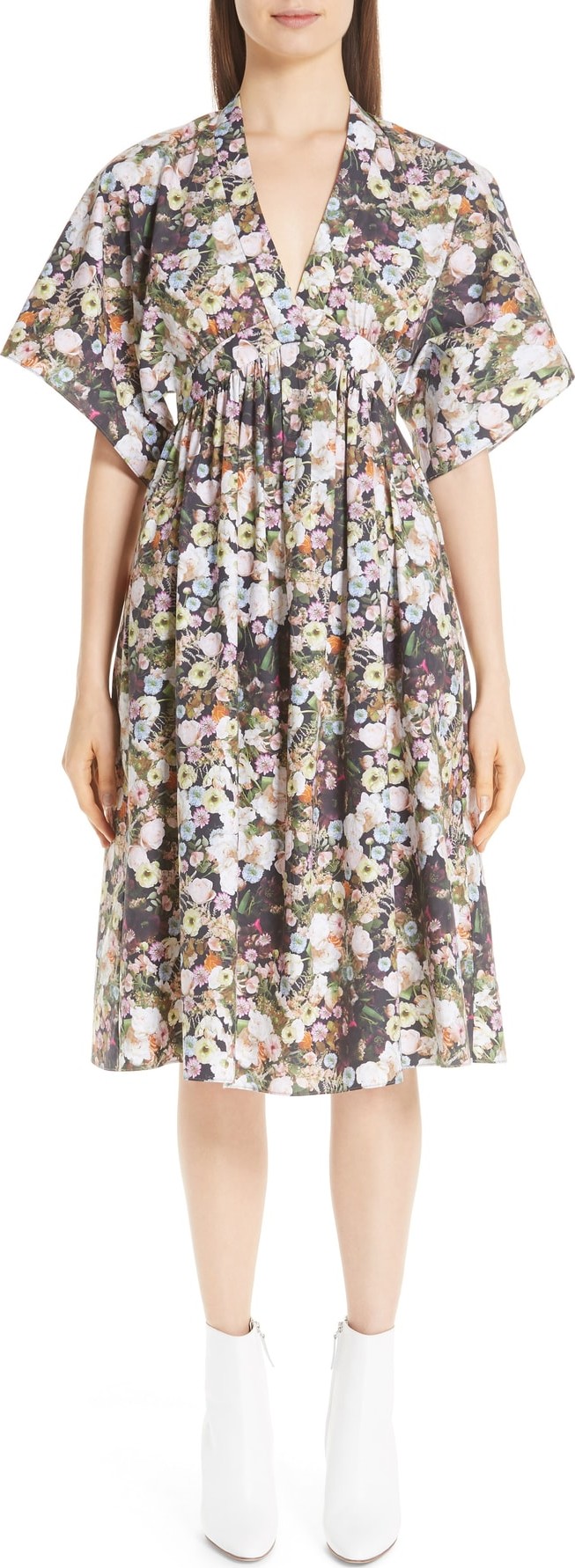 Adam Lippes Floral Print Poplin Dress