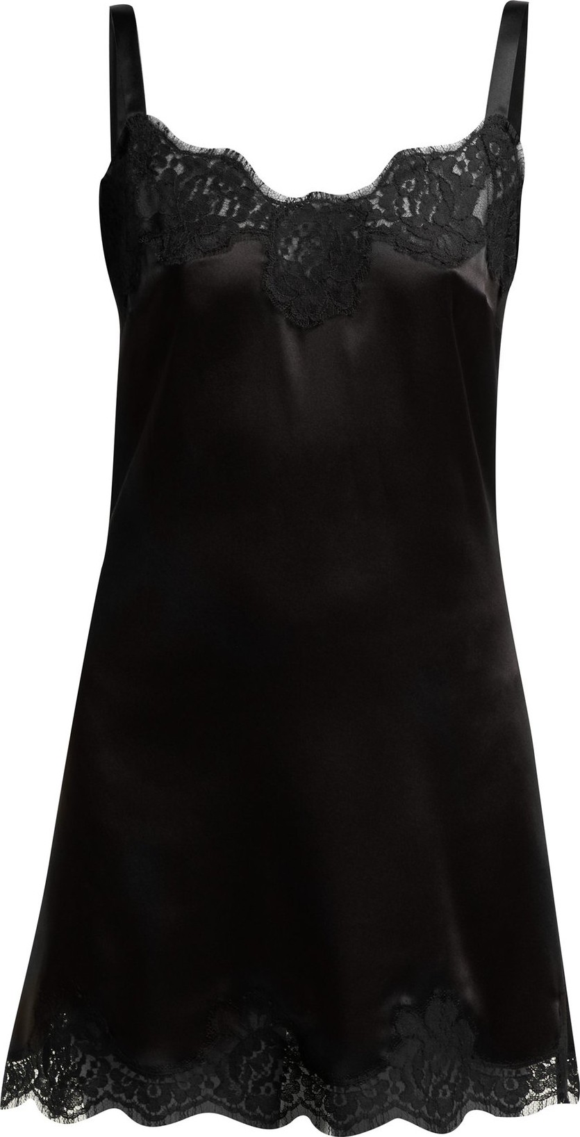 Dolce & Gabbana Lace-trimmed silk-blend slip dress