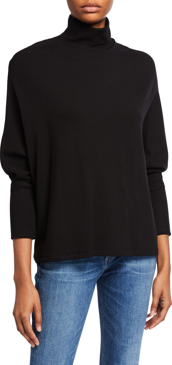 Majestic French Terry Relaxed Turtleneck Sweater