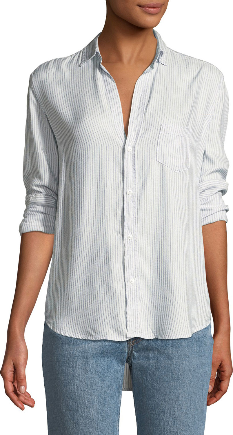 Frank & Eileen Eileen Striped Modal Long-Sleeve Button-Front Shirt