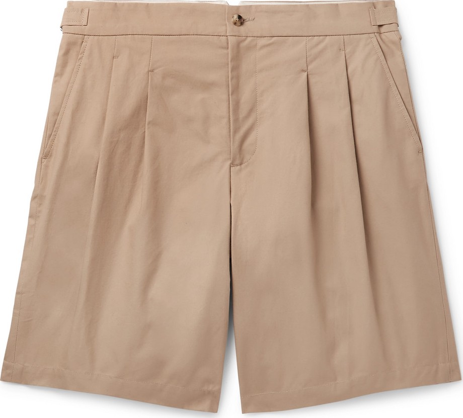 De Bonne Facture Pleated Brushed-Cotton Bermuda Shorts