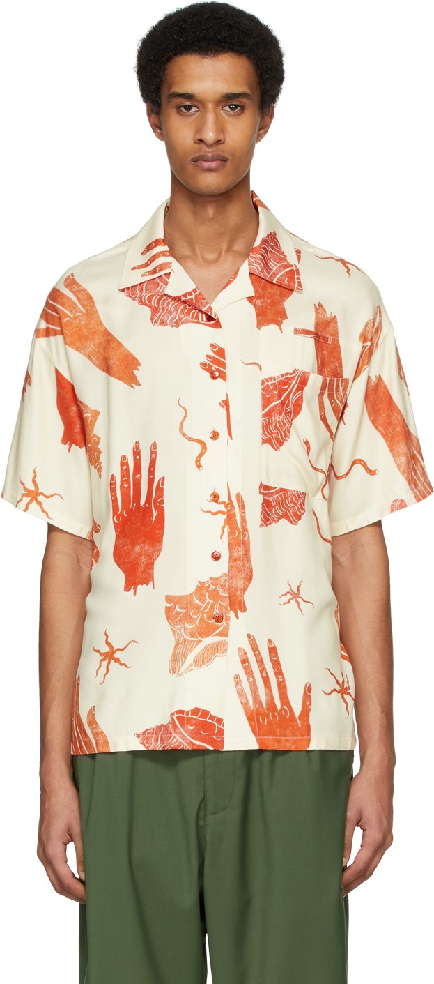 Acne Studios Off-White Simonne Print Short Sleeve Shirt