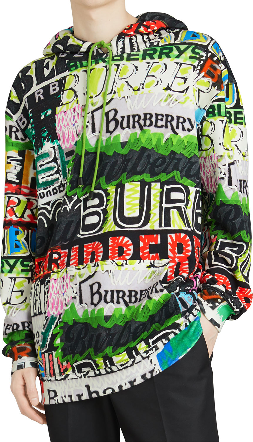 Burberry London England Men's Harrington Graphic-Print Hoodie