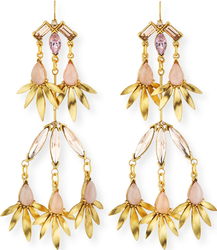 Sequin Tiered Pink Crystal Statement Earrings