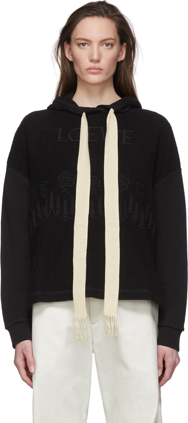 LOEWE Black Embroidered Hoodie