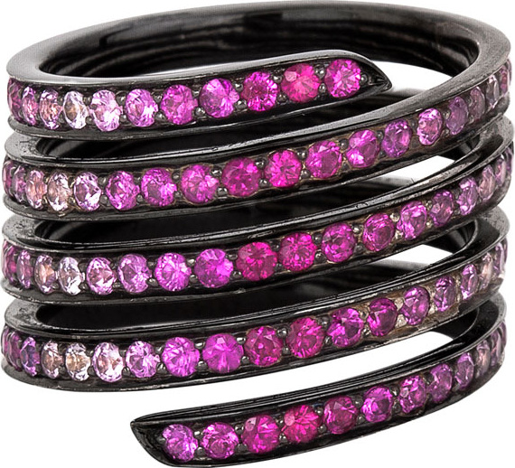 Lynn Ban Ombré Pavé Sapphire & Ruby Coil ring