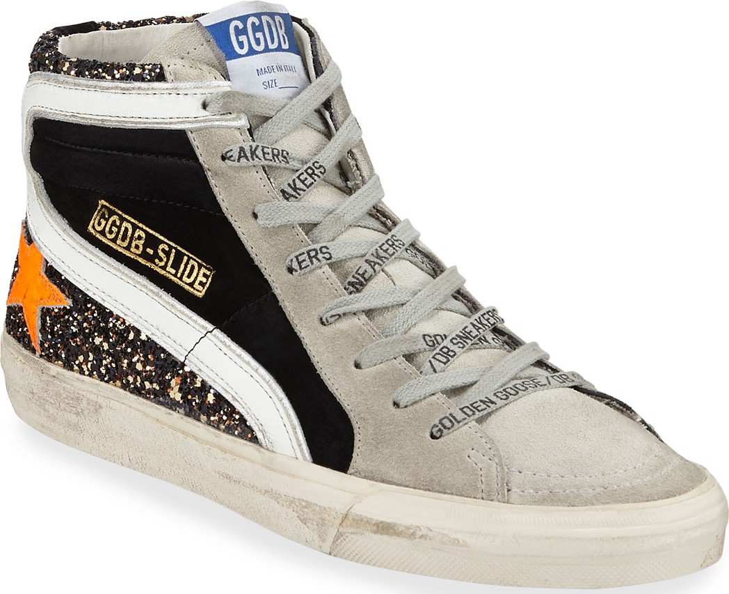 Golden Goose Deluxe Brand Glitter Suede High-Top Sneakers