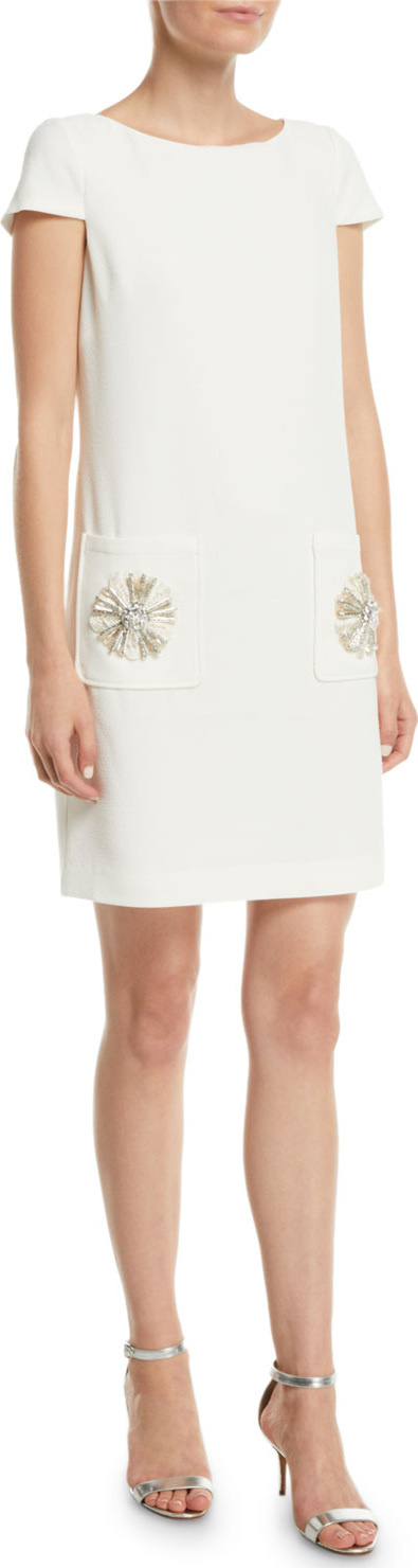 Badgley Mischka Sack Dress w/ Embellished Pockets