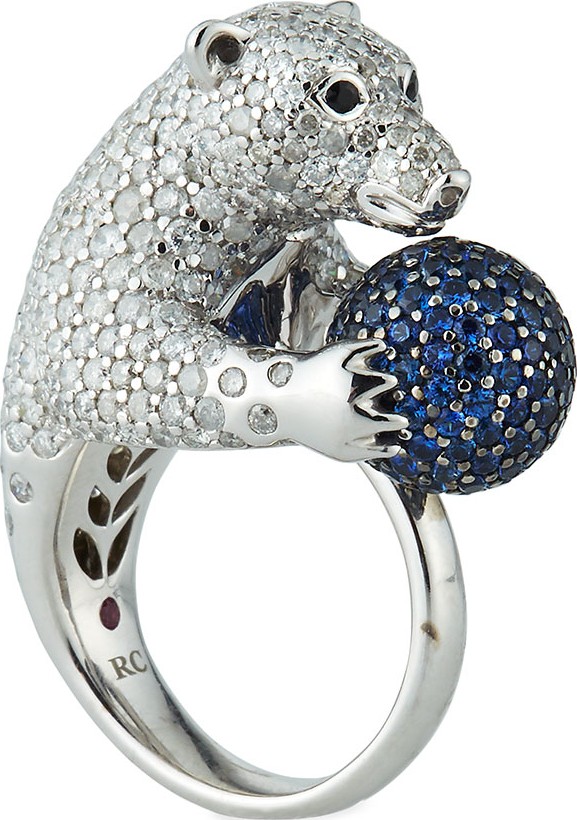 Roberto Coin 18k Diamond Pave Polar Bear Ring, Size 6.5