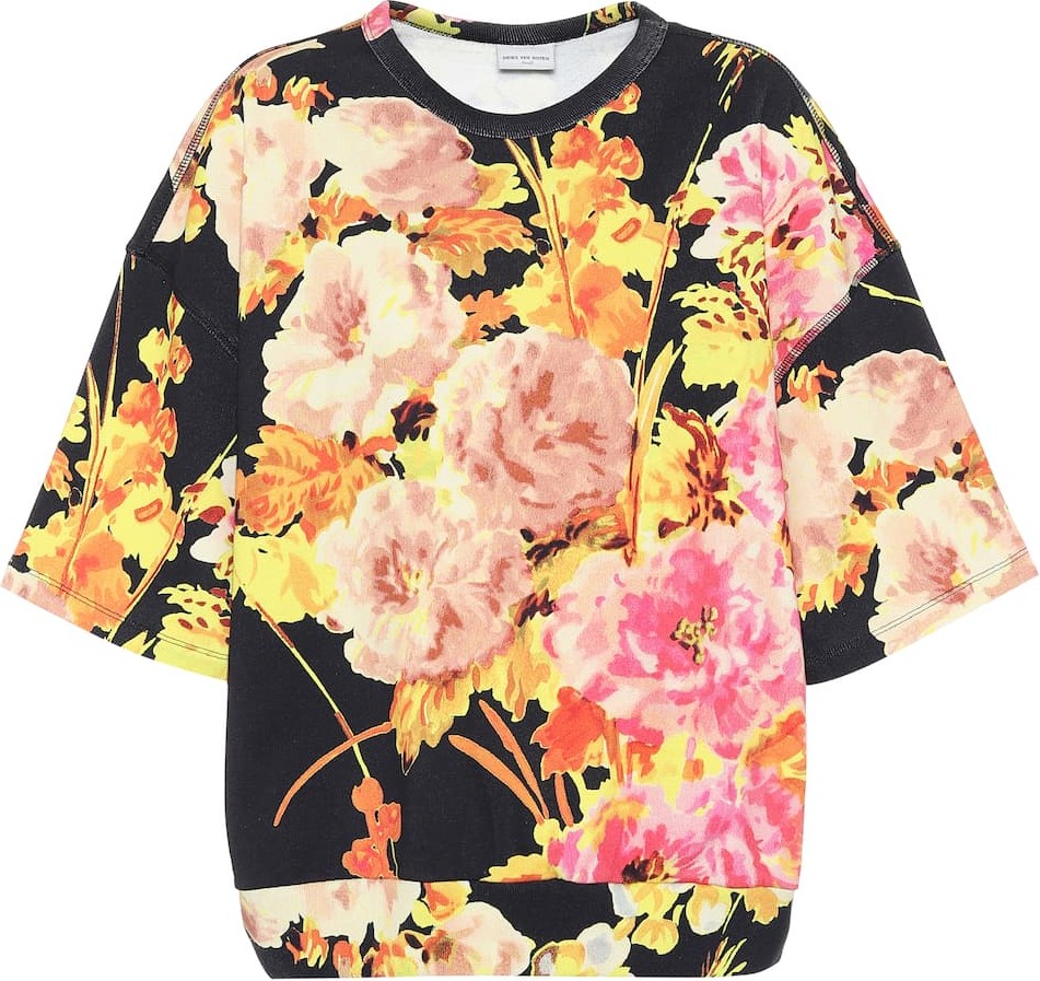 Dries Van Noten Floral cotton short-sleeved sweatshirt Dries Van Noten Floral cotton short-sleeved sweatshirt