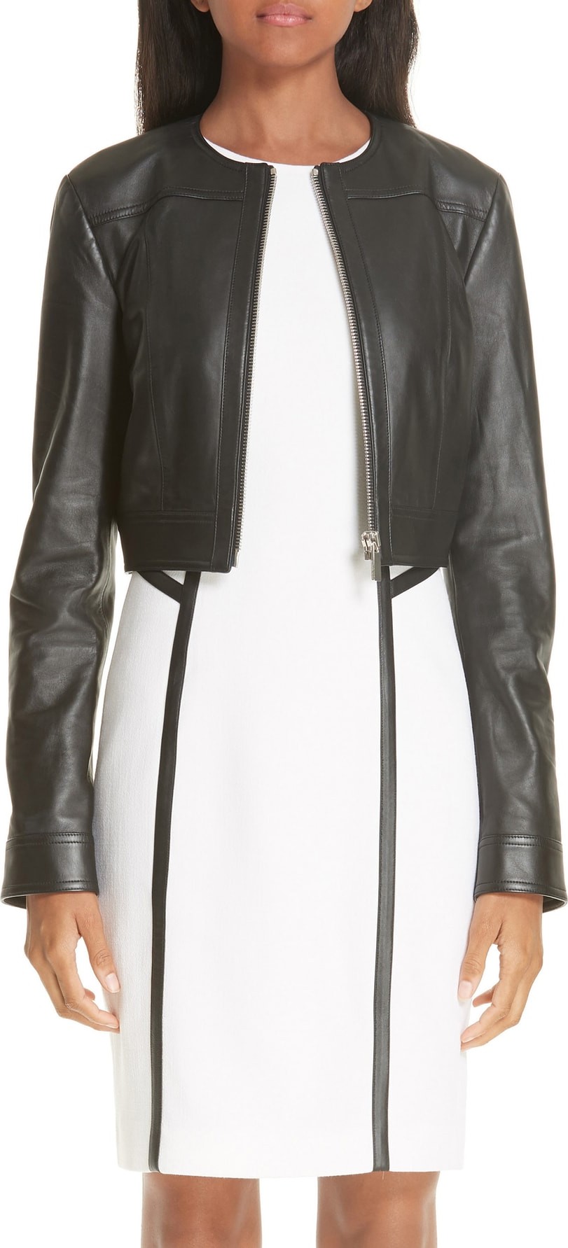 Michael Kors Crop Plongé Leather Jacket Michael Kors Crop Plongé Leather Jacket