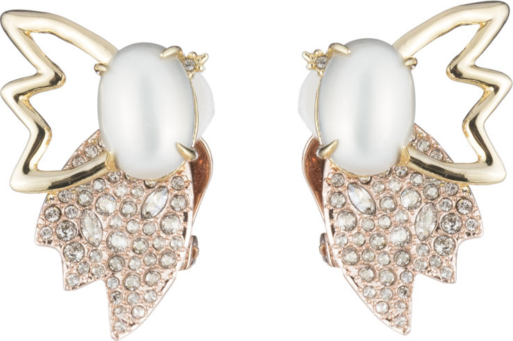 Alexis Bittar Crystal Encrusted Petal Clip-On Earrings