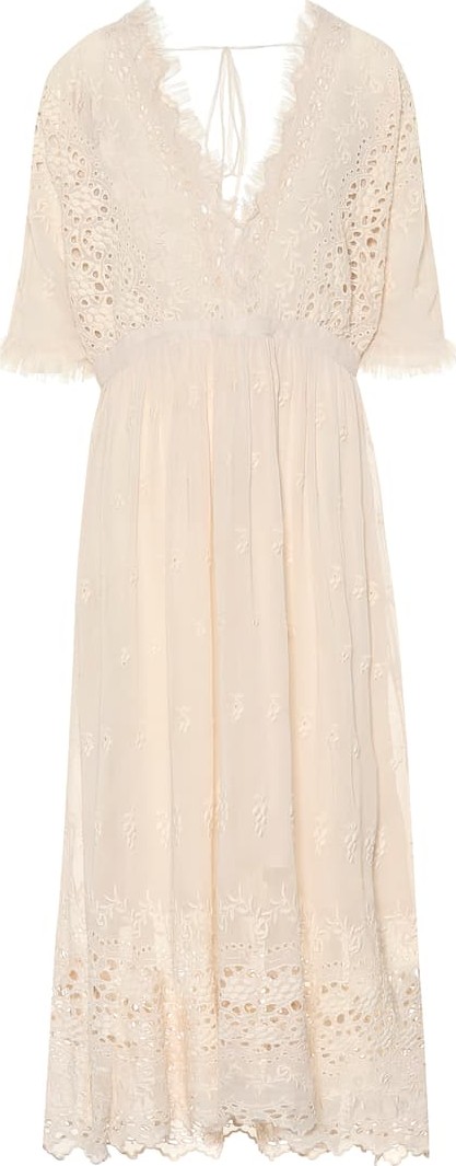 LOVESHACKFANCY Embroidered midi dress