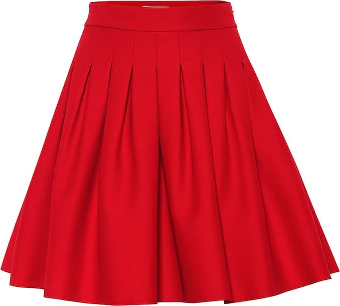 Valentino Pleated wool and silk miniskirt