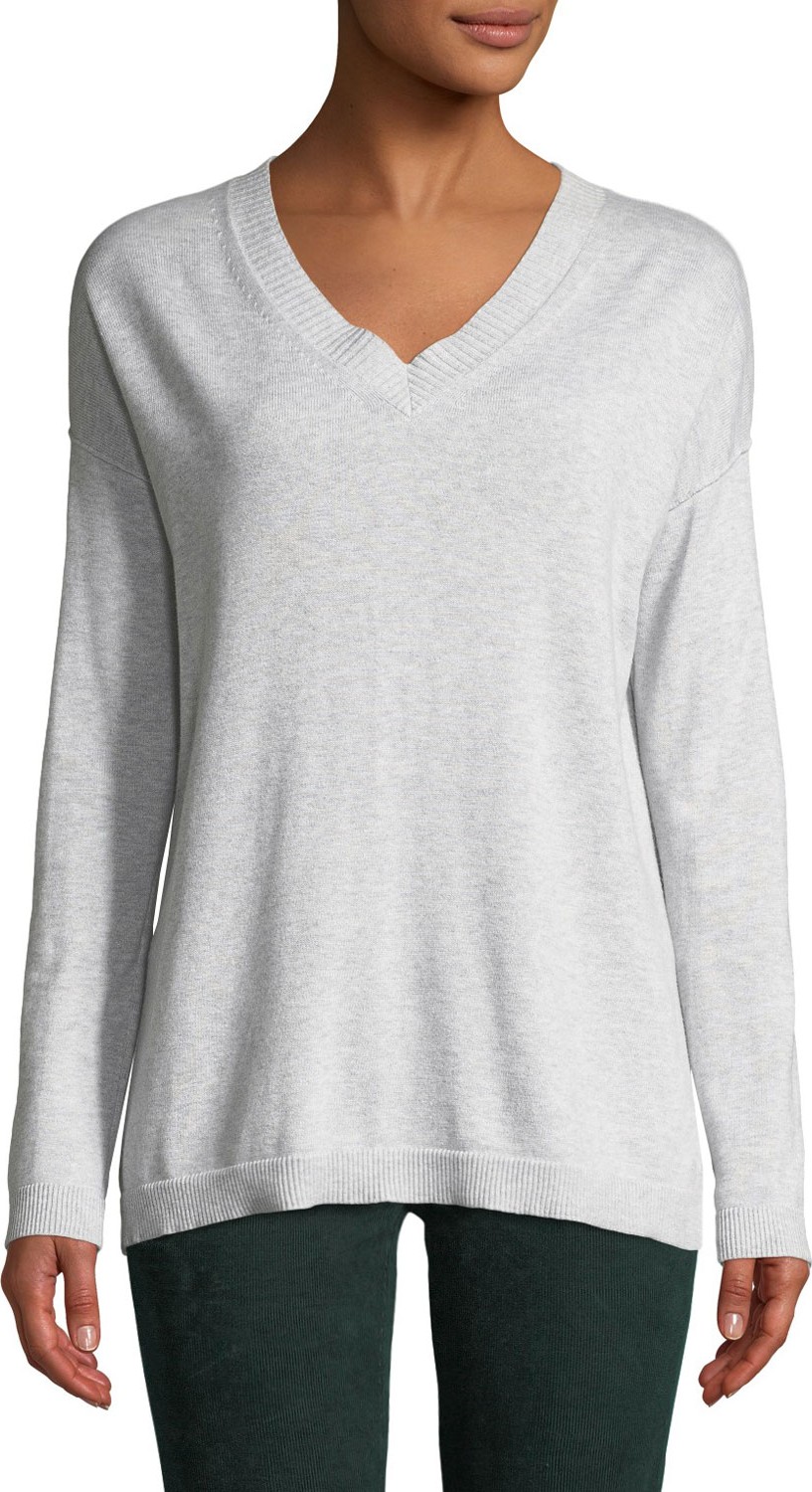 Lisa Todd Shine On Long-Sleeve Cotton Sweater w/ Sequin Elbows