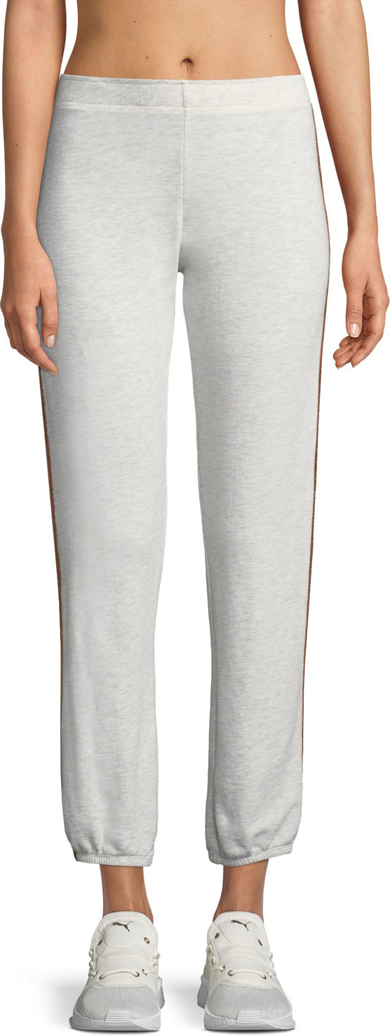 MONROW Rainbow-Stripe Full-Length Sweatpants