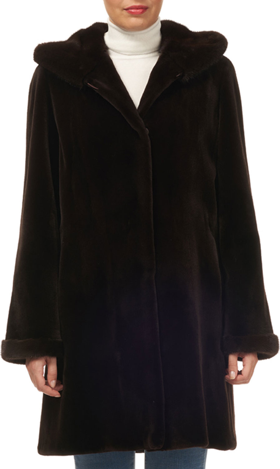 Gorski Reversible Sheared Mink Fur Stroller Coat w/ Hood Gorski Reversible Sheared Mink Fur Stroller Coat w/ Hood