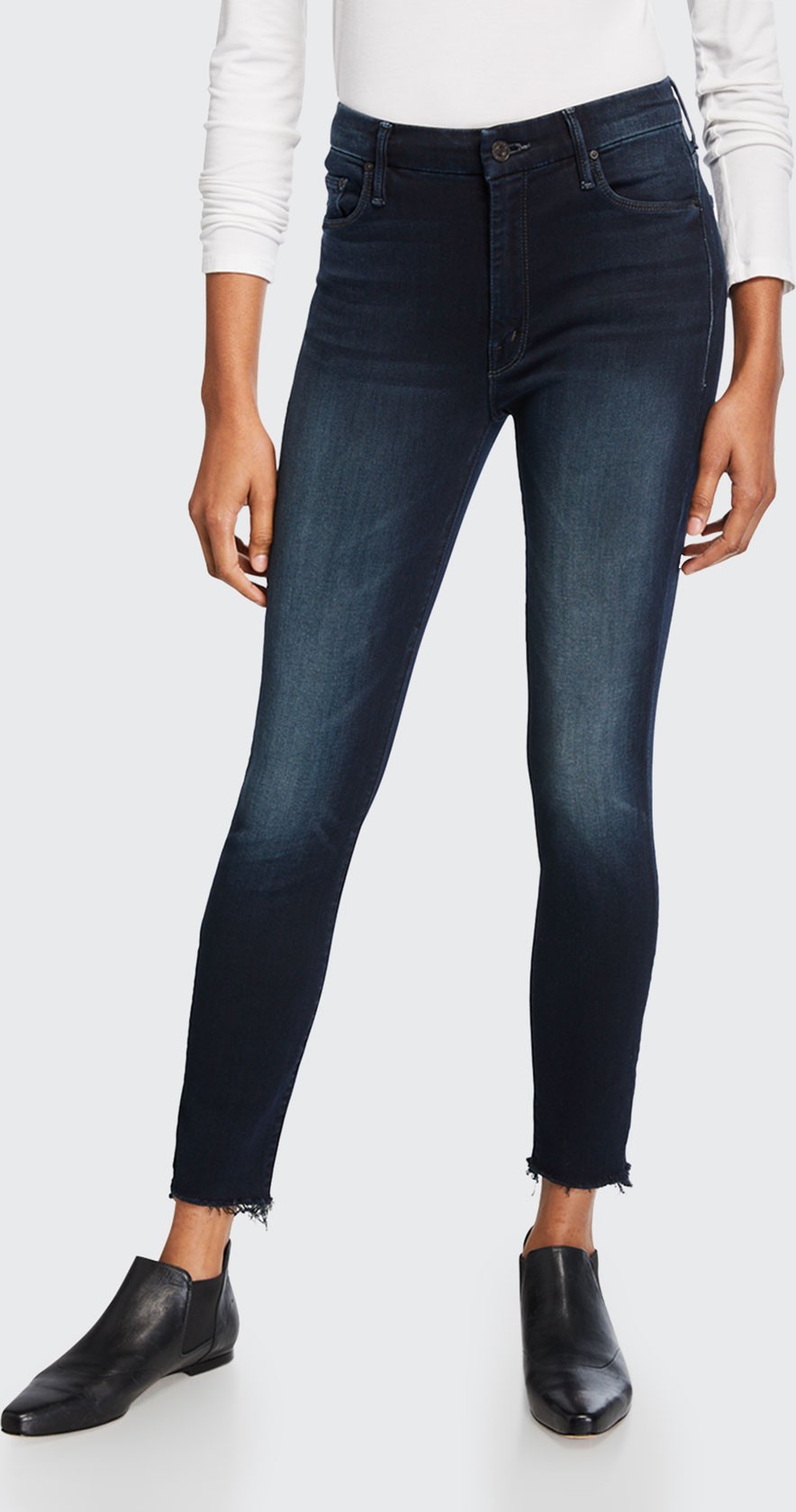MOTHER Looker High-Waist Distressed Ankle Skinny Jeans