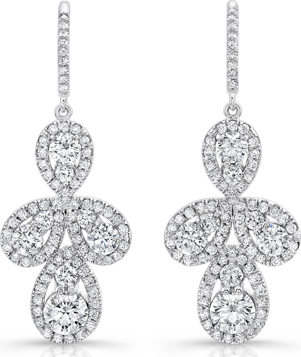 Rahaminov Teardrop Cluster Diamond Drop Earrings