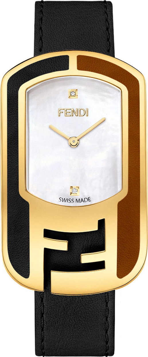 Fendi Fendi Leather Buckle Watch with Diamonds