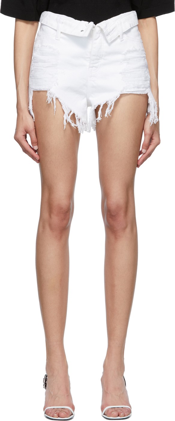 Alexander Wang White Denim Bite Flip Shorts