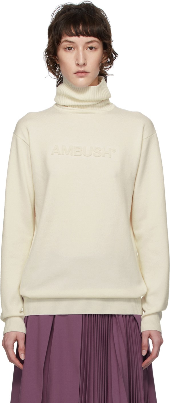 Ambush Off-White Logo Emboss Knit Turtleneck