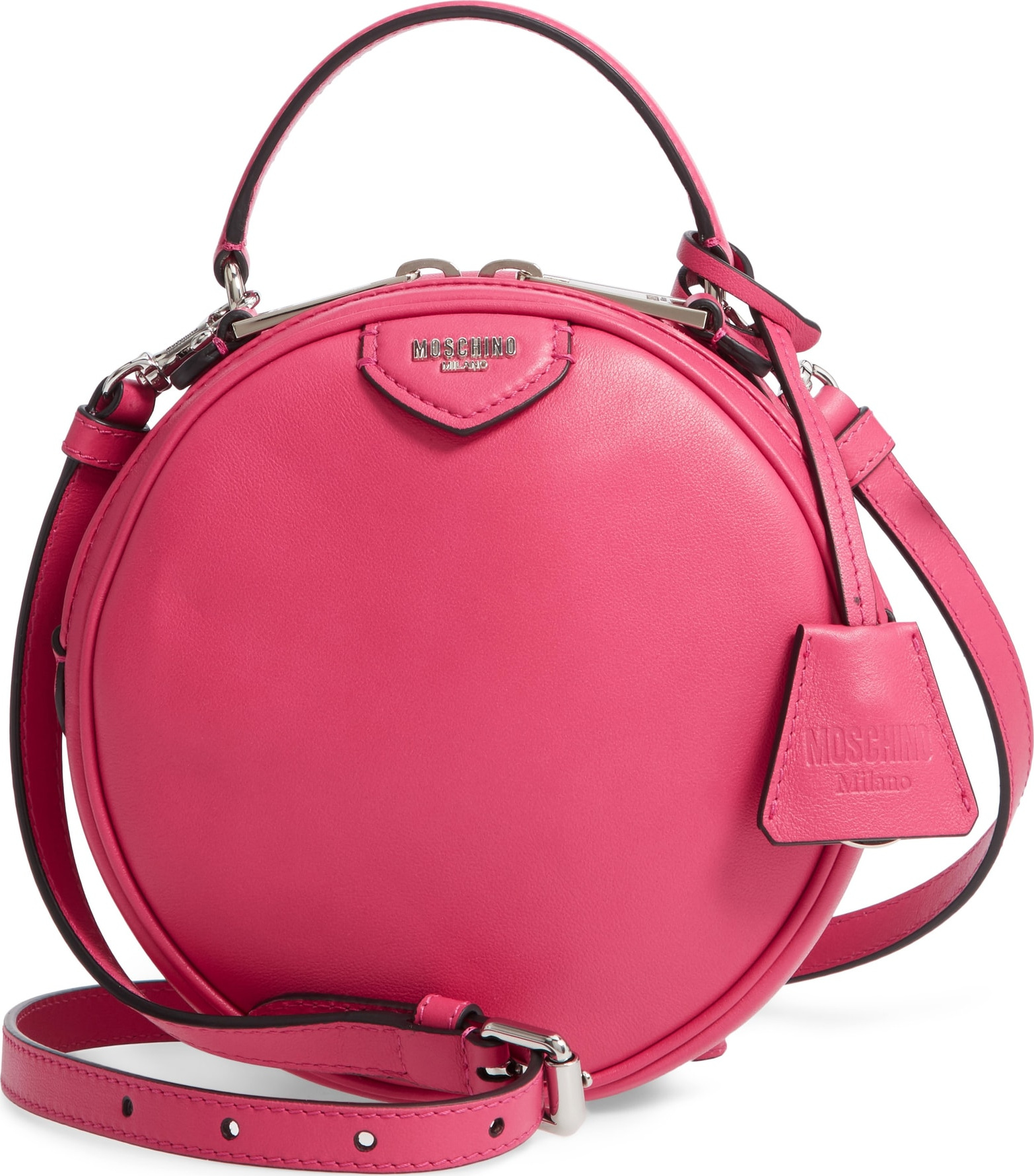 Moschino Calfskin Leather Crossbody Circle Bag