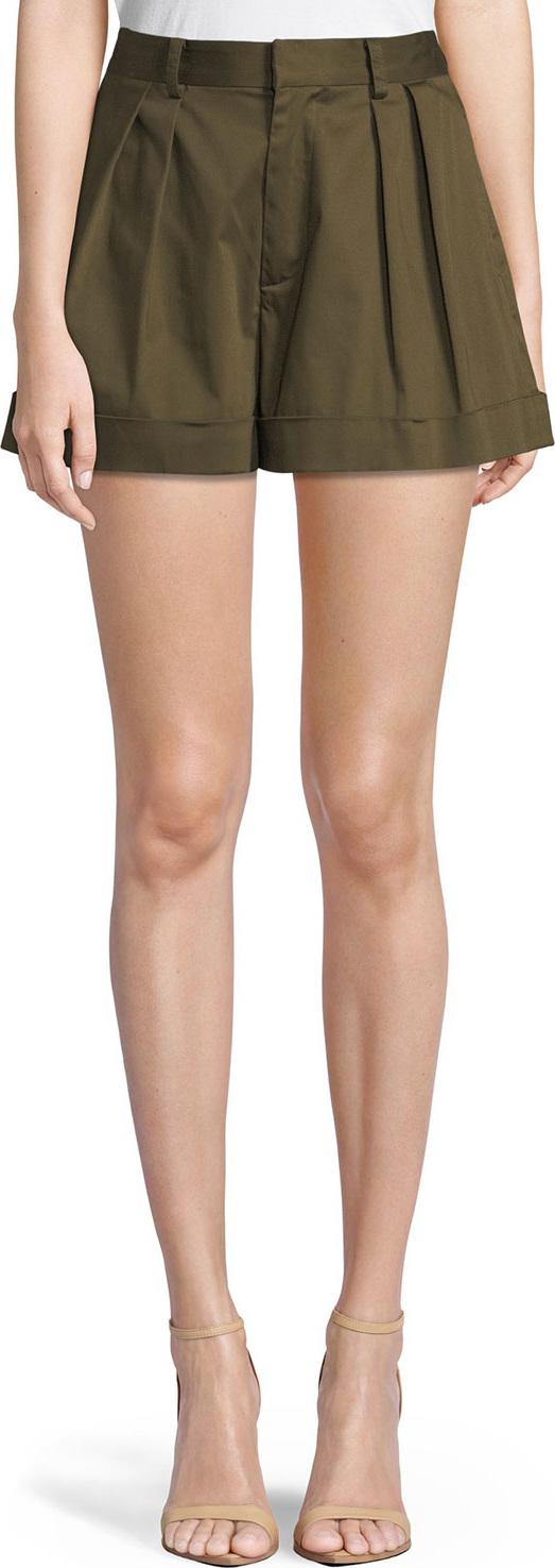 Alice + Olivia Conry High-Waist Pleated Cuff Shorts