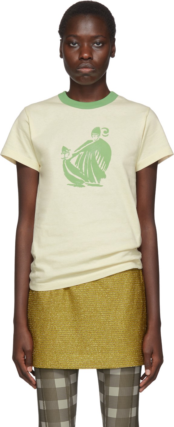 Lanvin Off-White & Green Printed T-Shirt