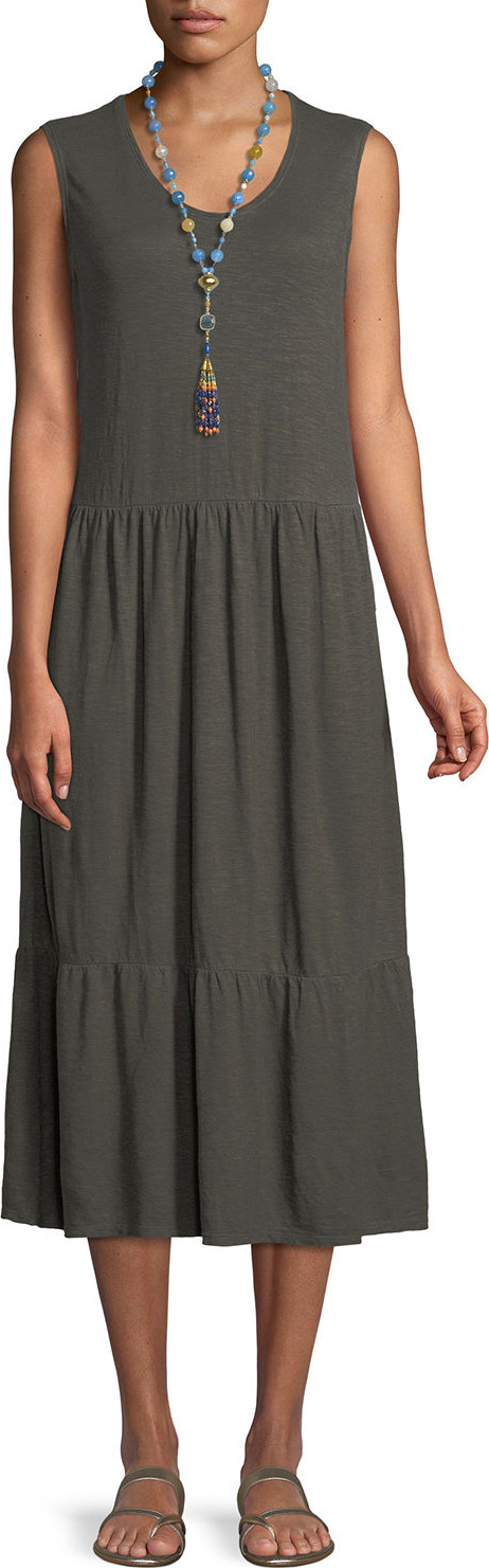 Eileen Fisher Hemp-Cotton Tiered Midi Dress