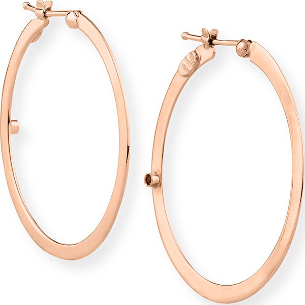 Roberto Coin Flat 18k Rose Gold Hoop Earrings