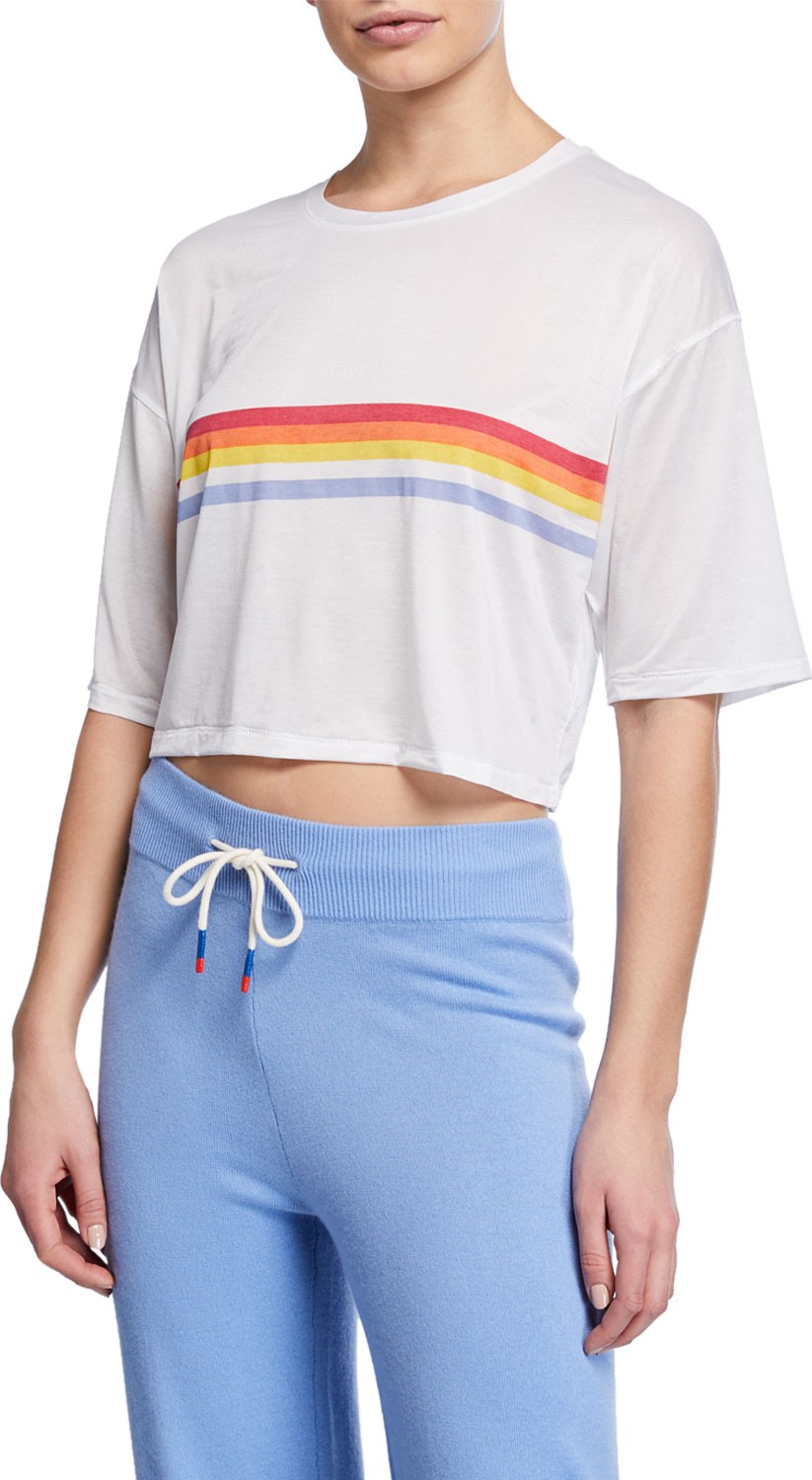 Spiritual Gangster Retro Active Sessions Striped Cropped Tee