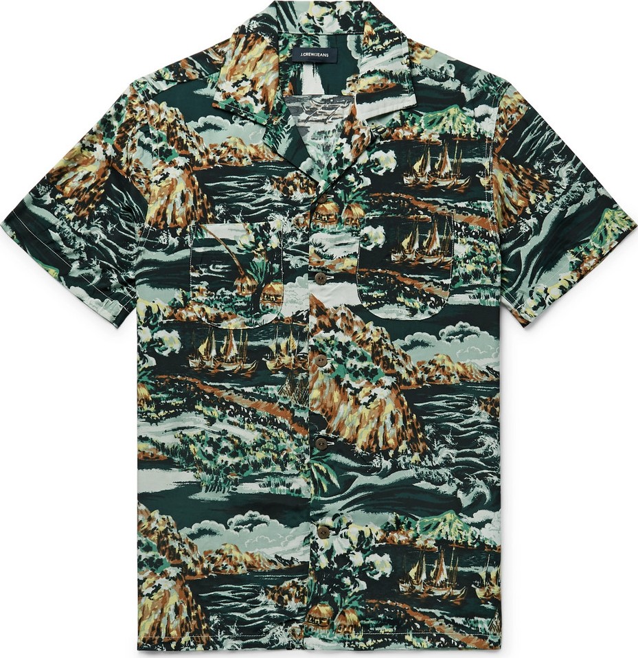 J.Crew Camp-Collar Printed Woven Shirt