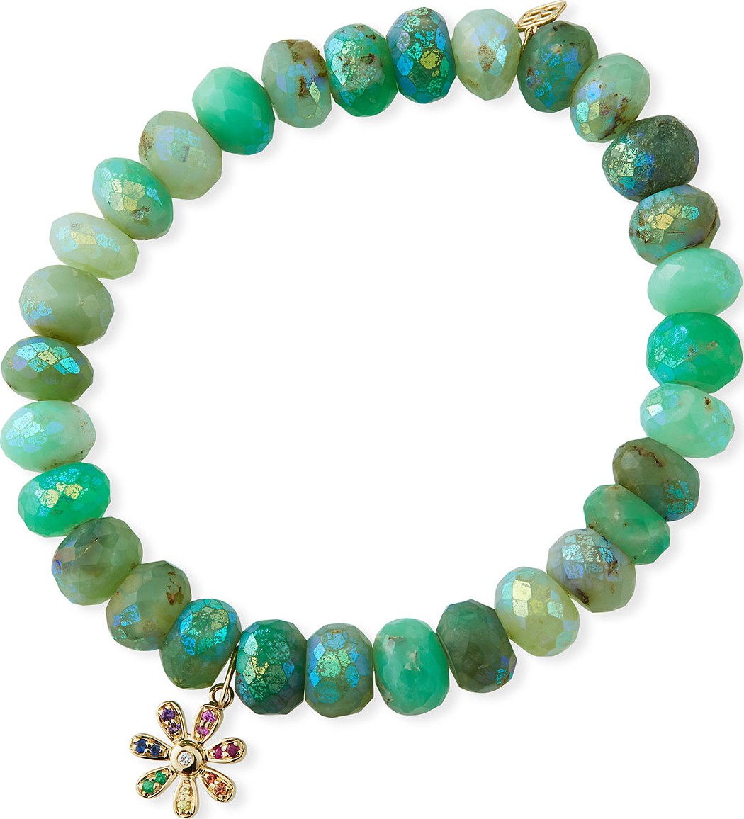 Sydney Evan 14k Rainbow Daisy & Chrysoprase Bracelet