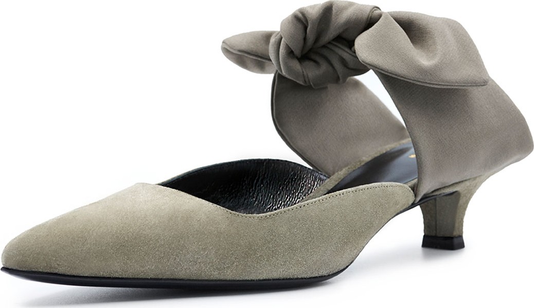 THE ROW Coco Suede and Satin Mules