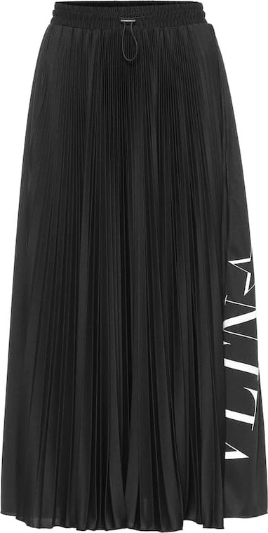 Valentino Pleated crêpe midi skirt