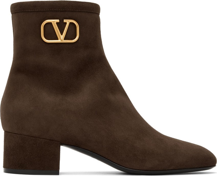 Valentino Brown Valentino Garavani VLogo Boots
