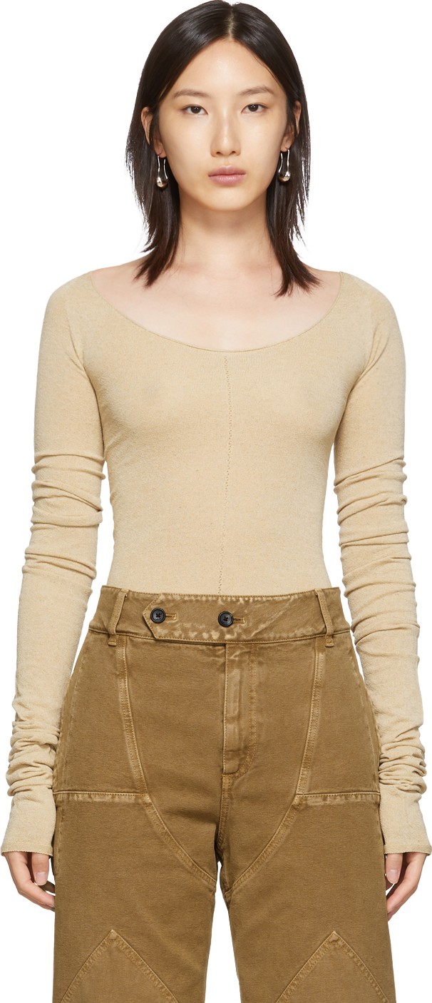 Lemaire Tan Bare Shoulder Second Skin Sweater