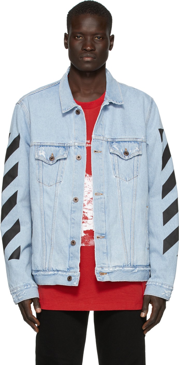 Off White SSENSE Exclusive Blue Denim Temperature Jacket