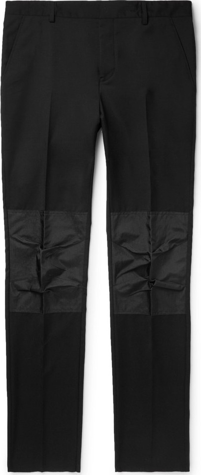Lanvin Black Slim-Fit Shell-Panelled Wool Trousers
