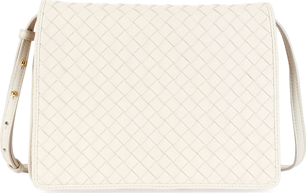 Bottega Veneta Intrecciato Leather Flap Shoulder Bag