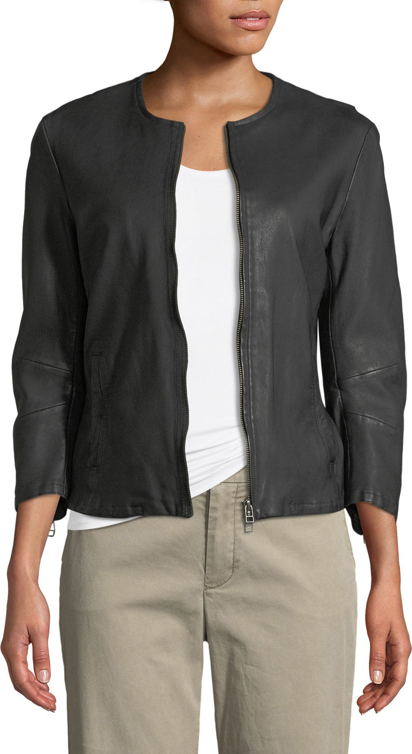 ATM Anthony Thomas Melillo Collarless Leather Moto Jacket