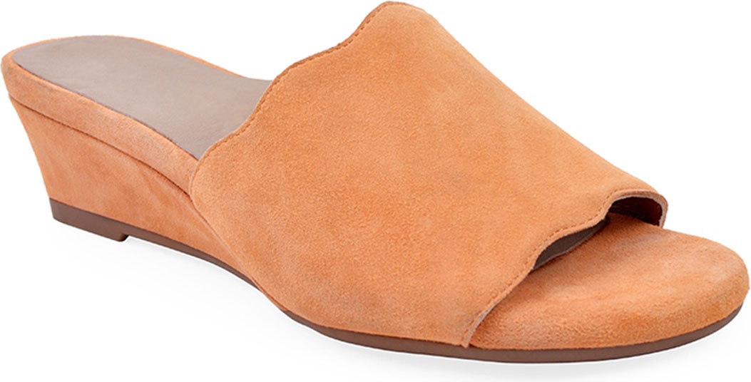 Bettye Muller Seema Suede Demi-Wedge Slide Sandals, Chili