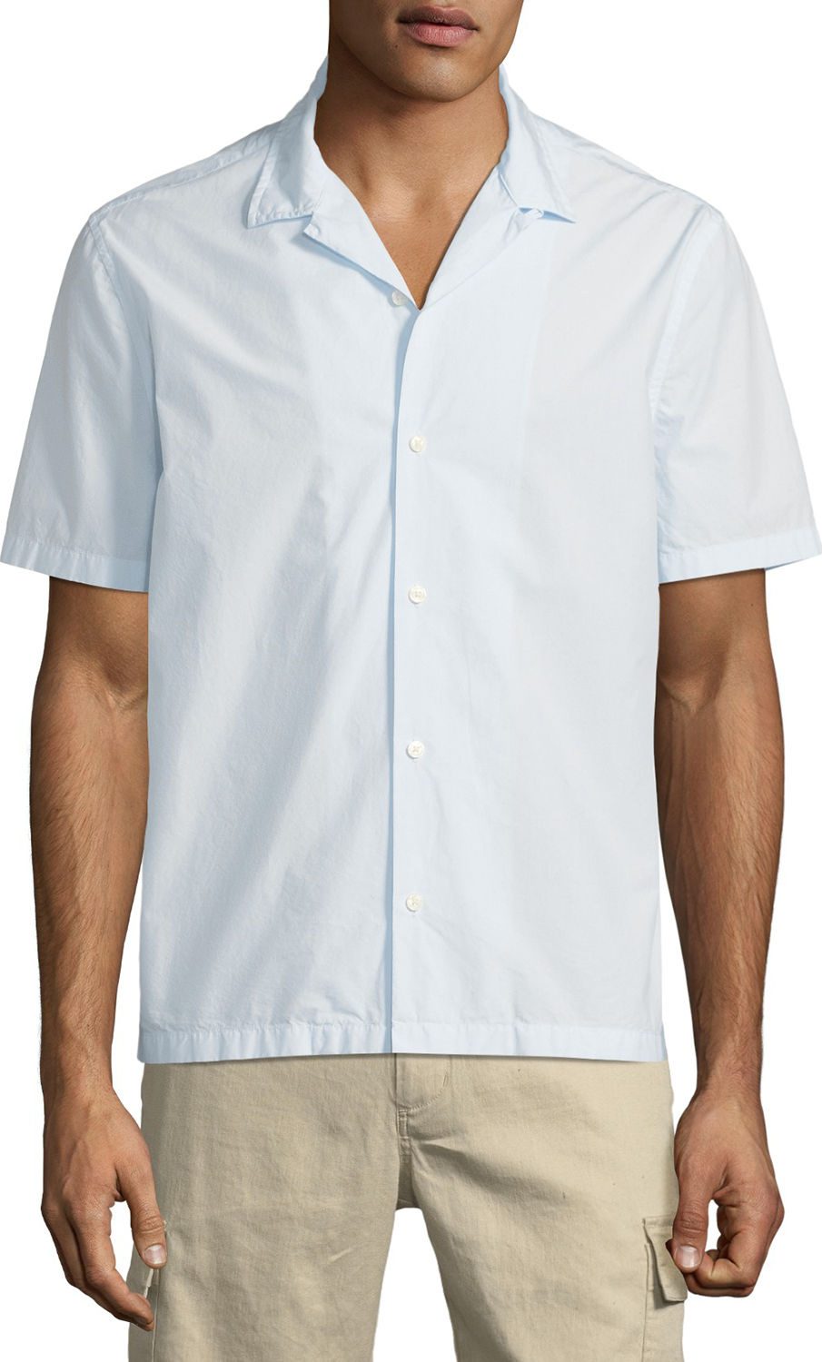 Vince Men's Poplin Short-Sleeve Cabana Shirt