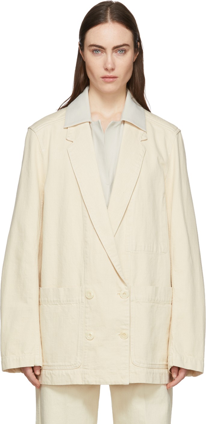 Lemaire Off-White Denim Double-Breasted Jacket
